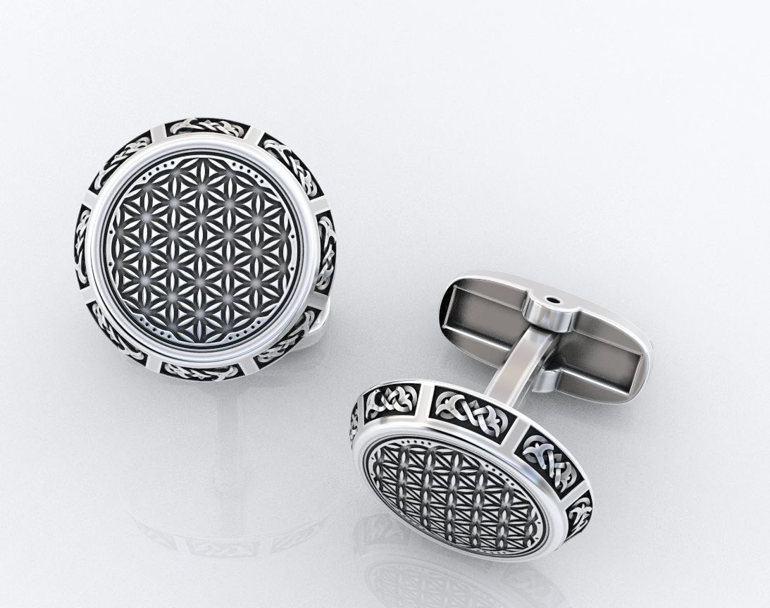 Stylish cufflinks finger 388 3D print model_5