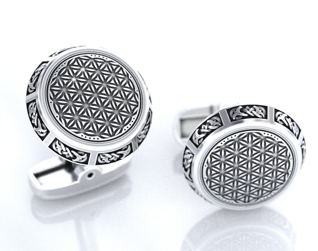 Stylish cufflinks finger 388 3D print model_3