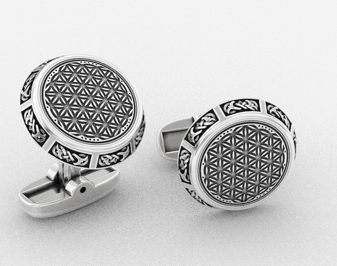 Stylish cufflinks finger 388 3D print model_6
