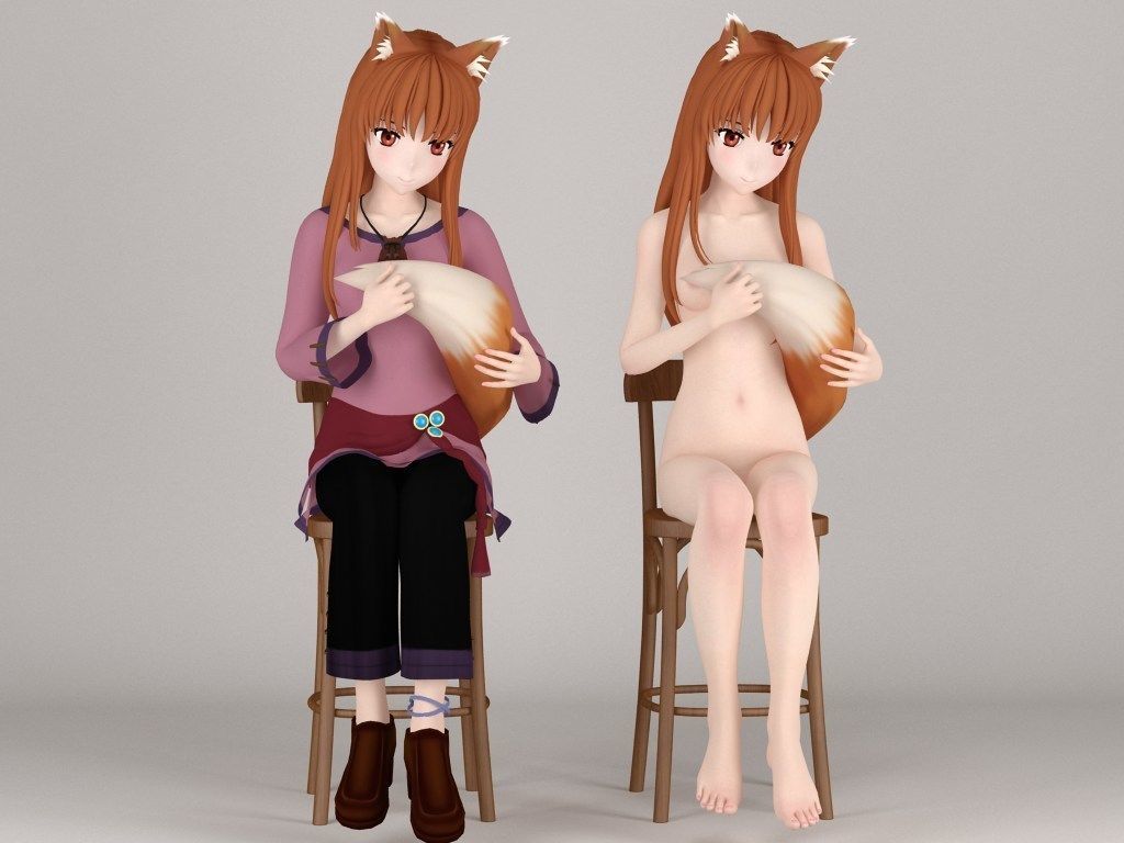 Horo anime girl pose 02 3D model_3