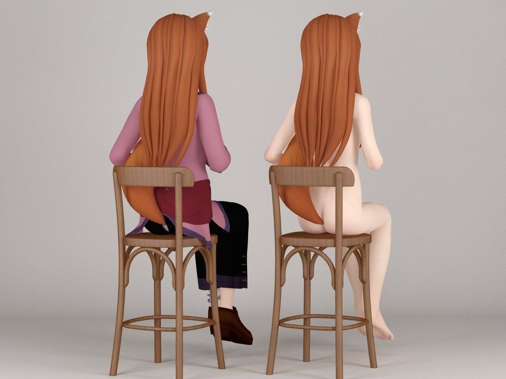 Horo anime girl pose 02 3D model_5