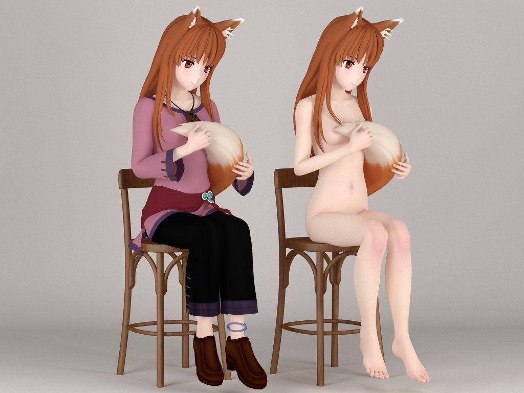 Horo anime girl pose 02 3D model_4