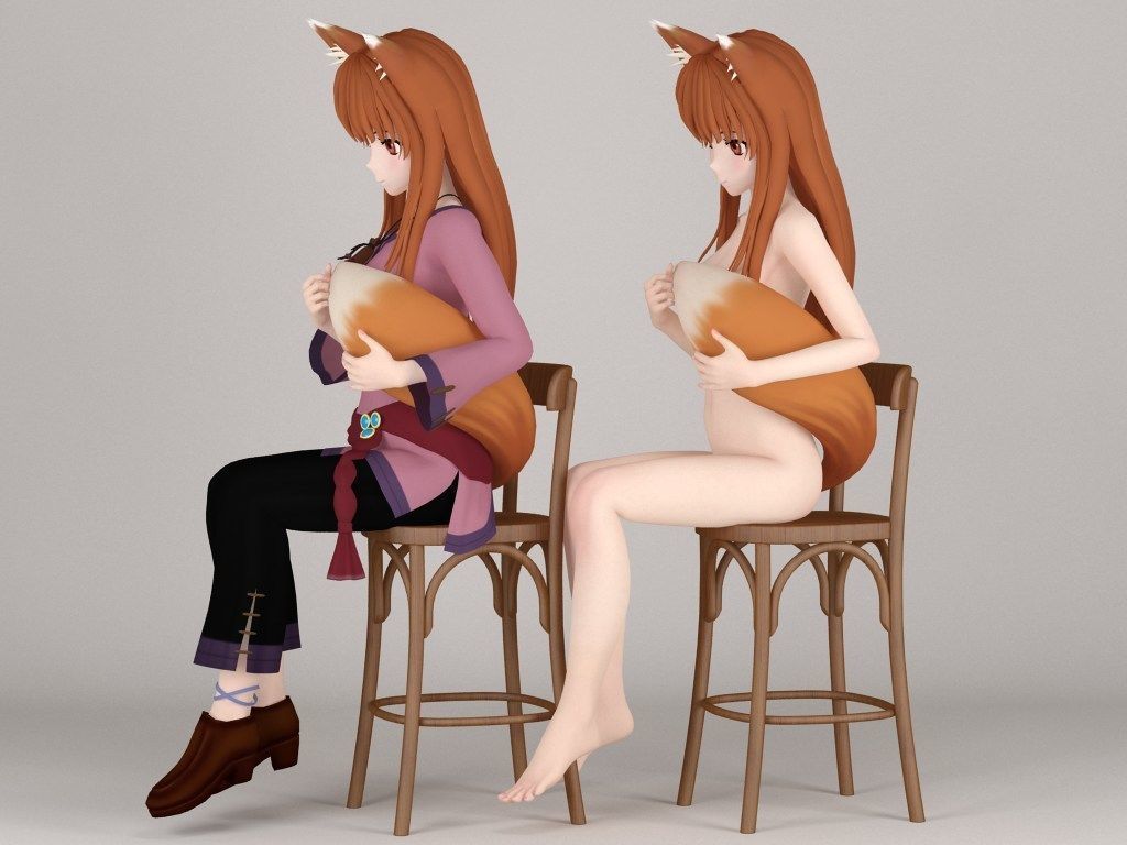 Horo anime girl pose 02 3D model_6