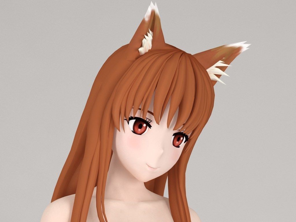 Horo anime girl pose 02 3D model_2