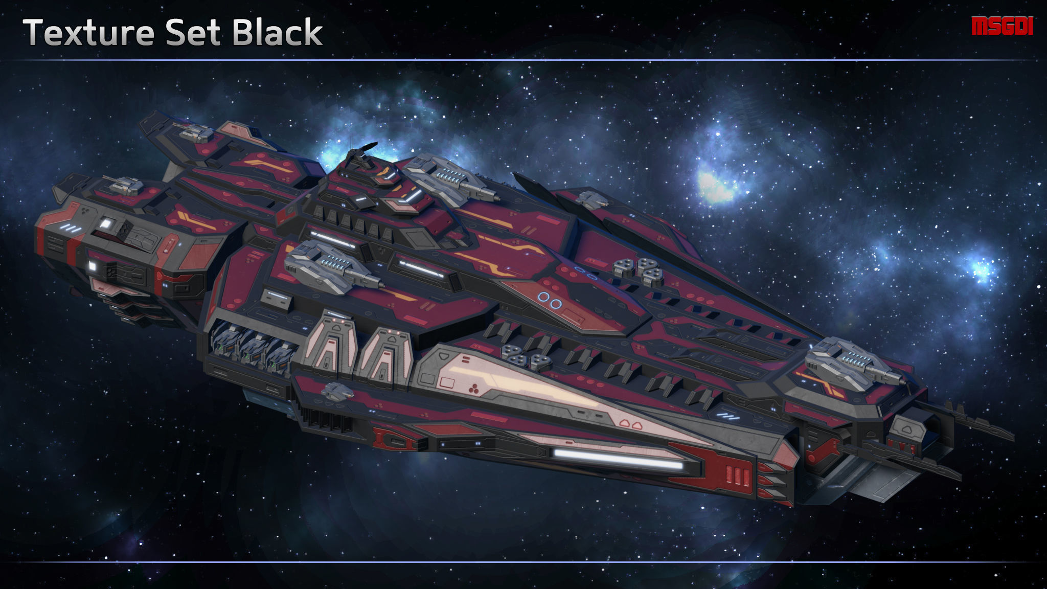 Spaceship Destroyer Steelblade Low-poly 3D model_7