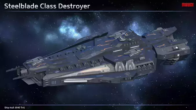 Spaceship Destroyer Steelblade Low-poly 3D model