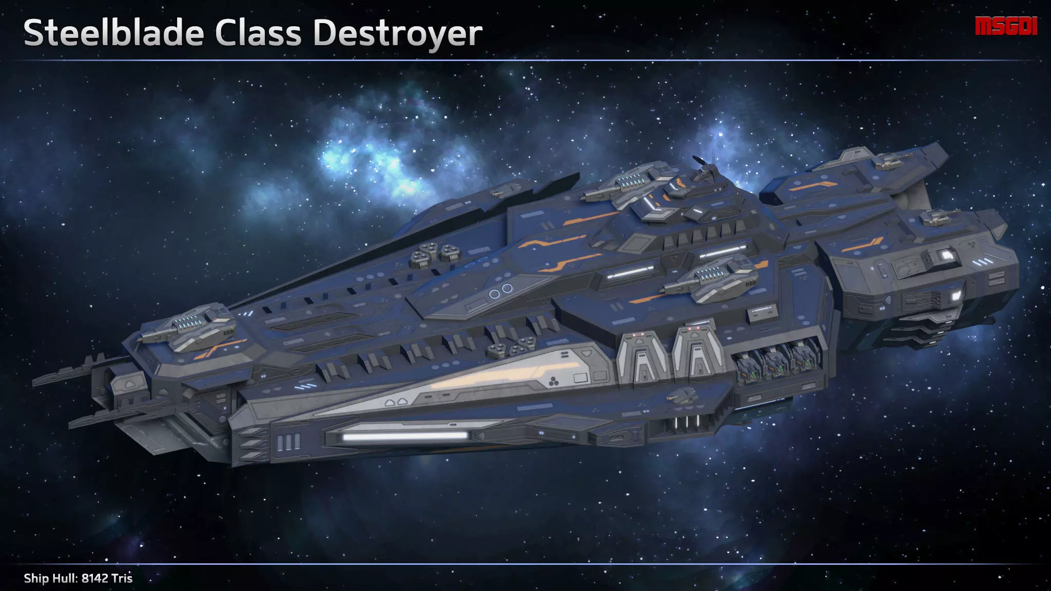 Spaceship Destroyer Steelblade Low-poly 3D model_0