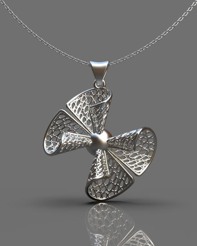 Stylized set gold pendant 3D print model_10