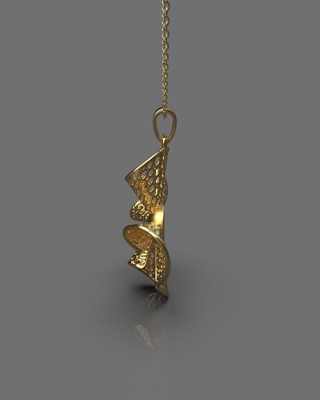 Stylized set gold pendant 3D print model_9