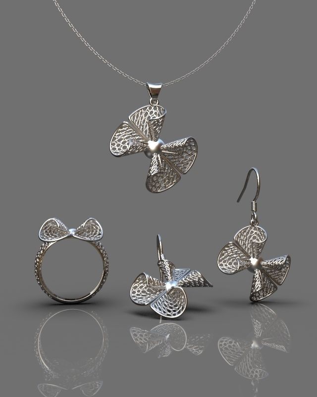 Stylized set gold pendant 3D print model_13