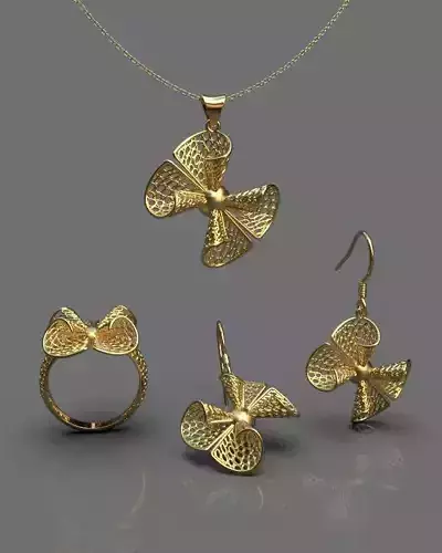Stylized set gold pendant 3D print model