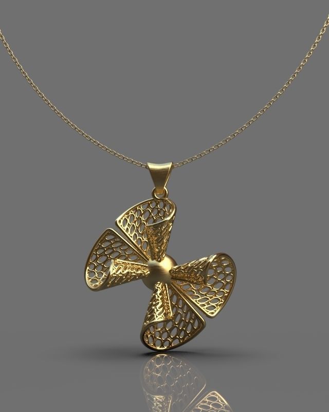 Stylized set gold pendant 3D print model_8