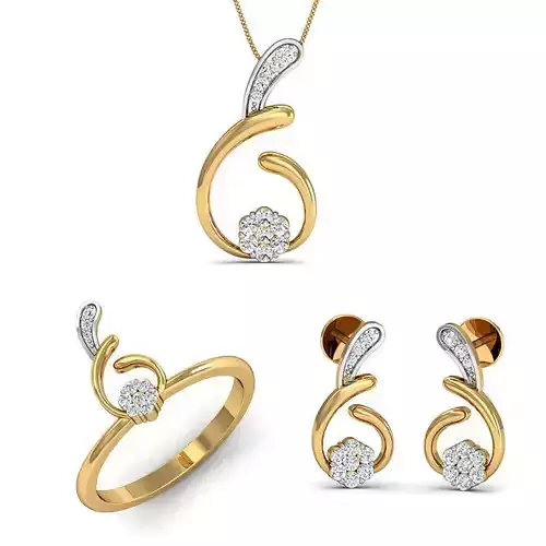 Rhino 3D CAD File Jewelry Set Ring Pendant Earring 3D print mode