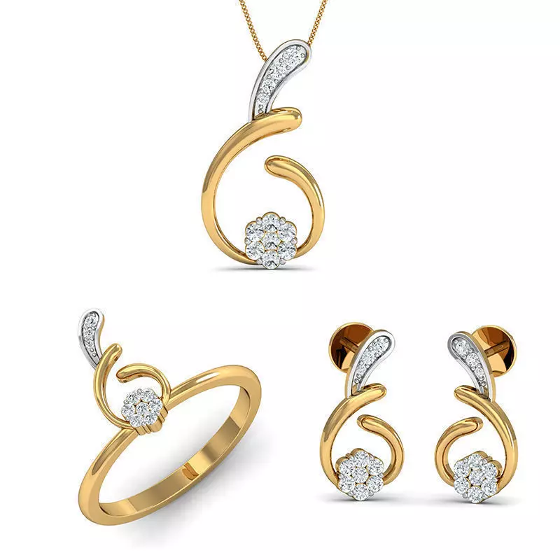 Rhino 3D CAD File Jewelry Set Ring Pendant Earring 3D print mode 3D print model_0