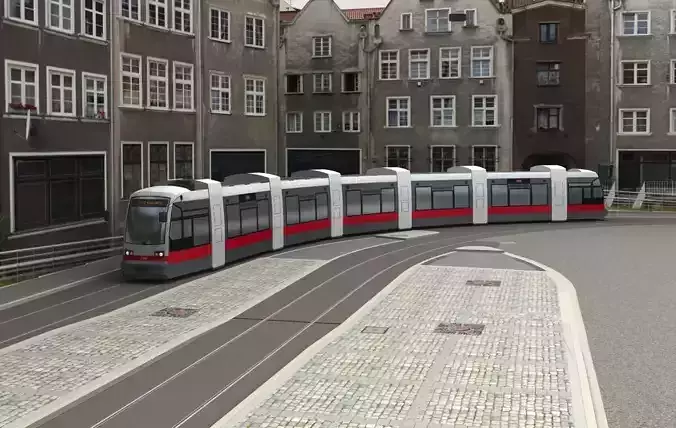 Tram Low Poly metro train Low-poly 3D model