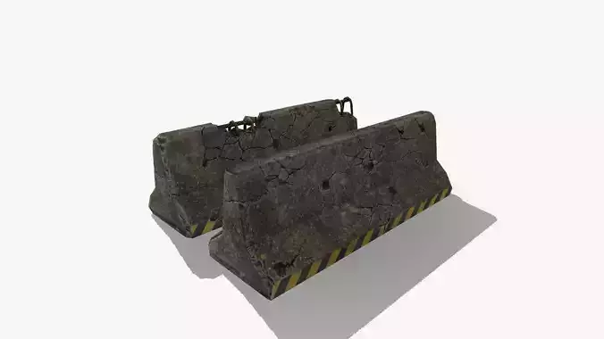 Concrete Roadblock Low-poly 3D model
