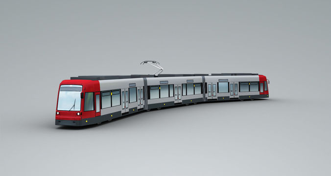 Lowpoly Tram 2 metro train Low-poly 3D model