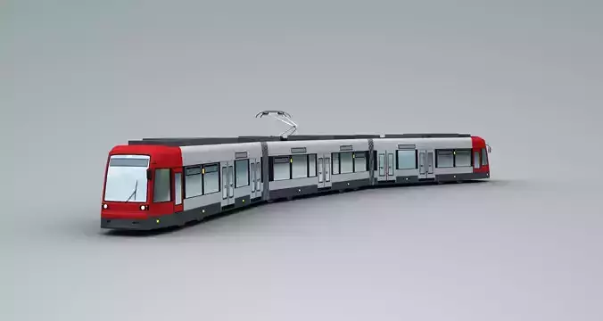 Lowpoly Tram 2 metro train Low-poly 3D model