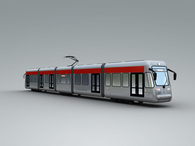 Low Poly Tram 4 metro train - metro train Low-poly 3D model