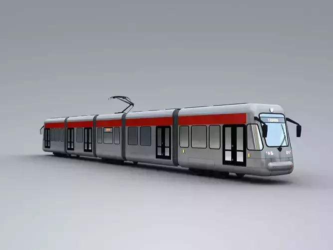 Low Poly Tram 4 metro train - metro train