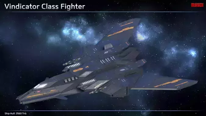 Spaceship Fighter Vindicator Low-poly 3D model