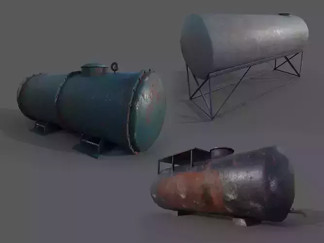 Tank container set of 3 - PBR - lowpoly Low-poly 3D model