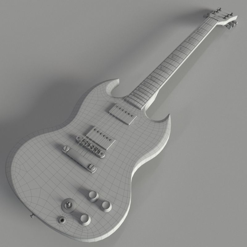 Fake Gibson Guitar 3D model_6