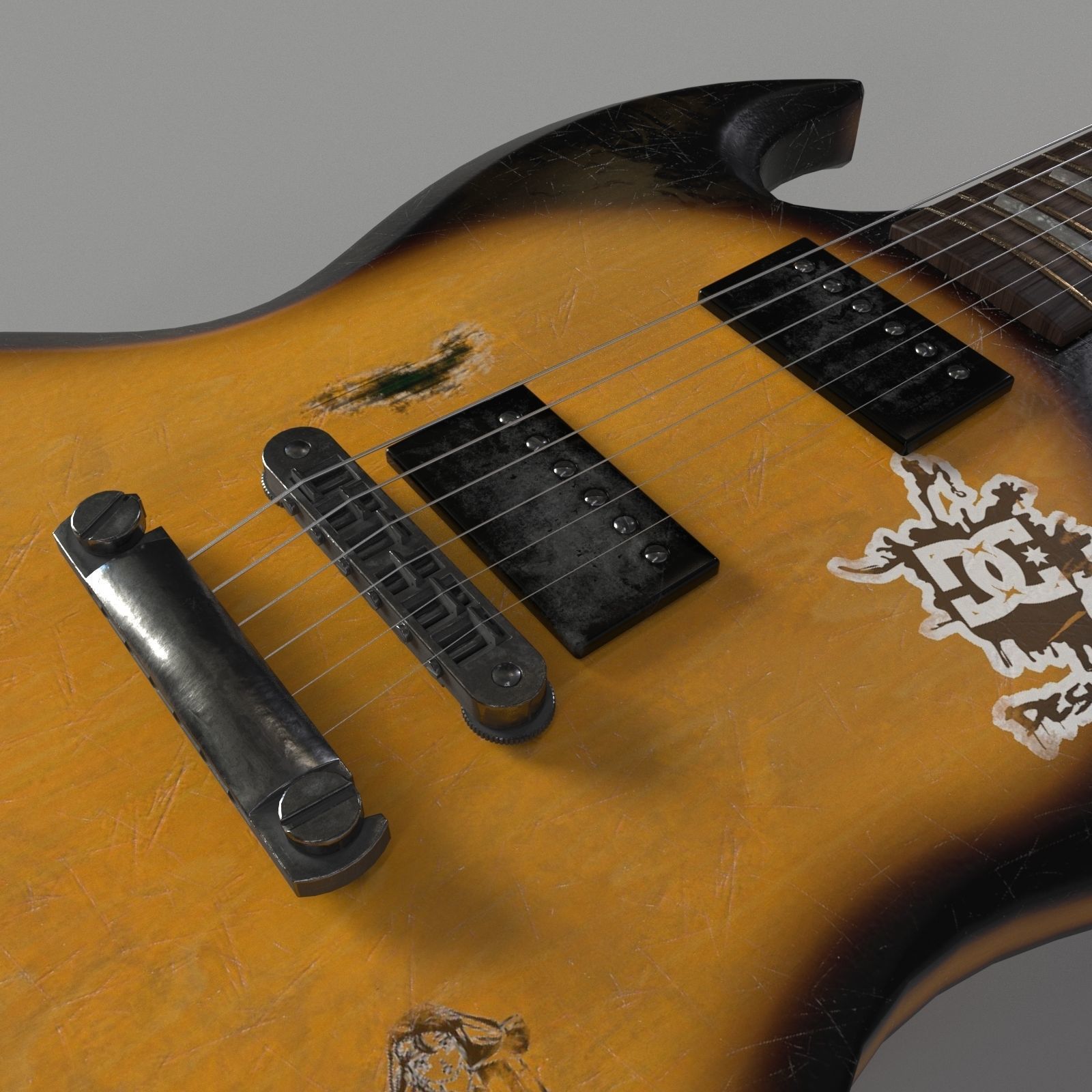 Fake Gibson Guitar 3D model_2
