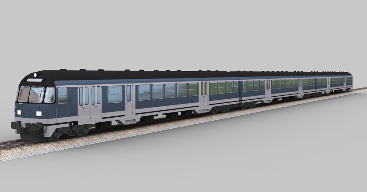 Lowpoly Train 2 japanese Low-poly 3D model_3