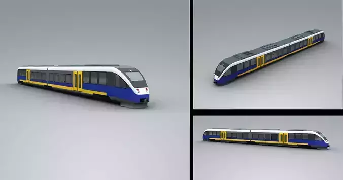 Lowpoly Train 4 metro Low-poly 3D model