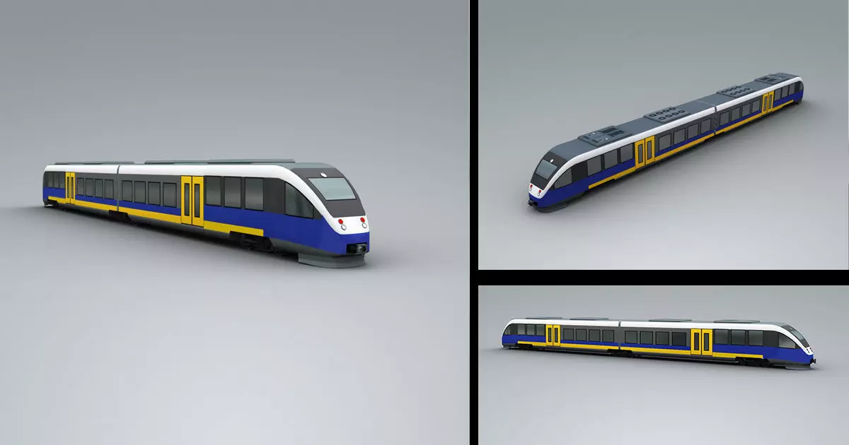 Lowpoly Train 4 metro Low-poly 3D model