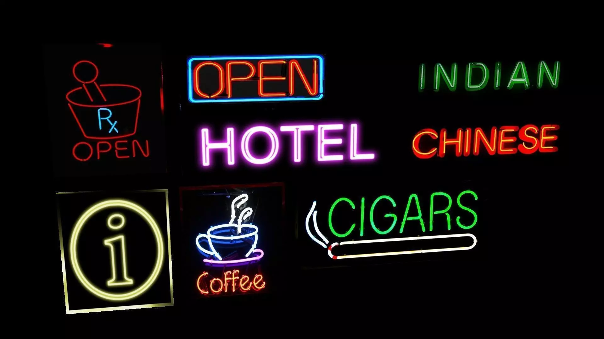 PBR Neon Sign Pack City Urban Environment Elements Prop Grunge Low-poly 3D model_0