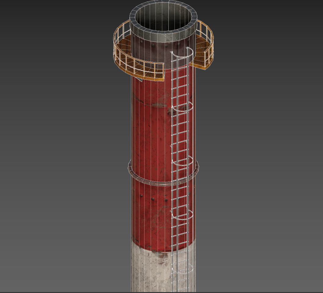 Industrial Chimney  Low-poly 3D model_16