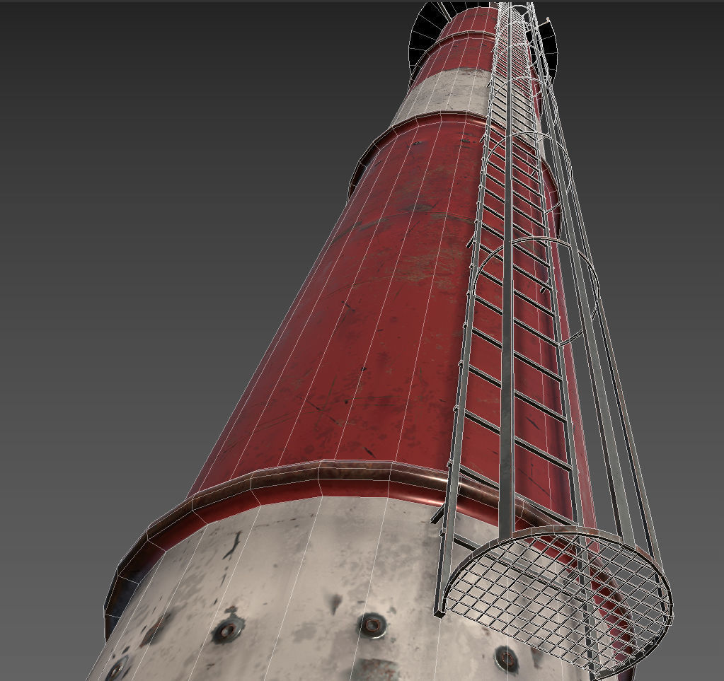 Industrial Chimney  Low-poly 3D model_19