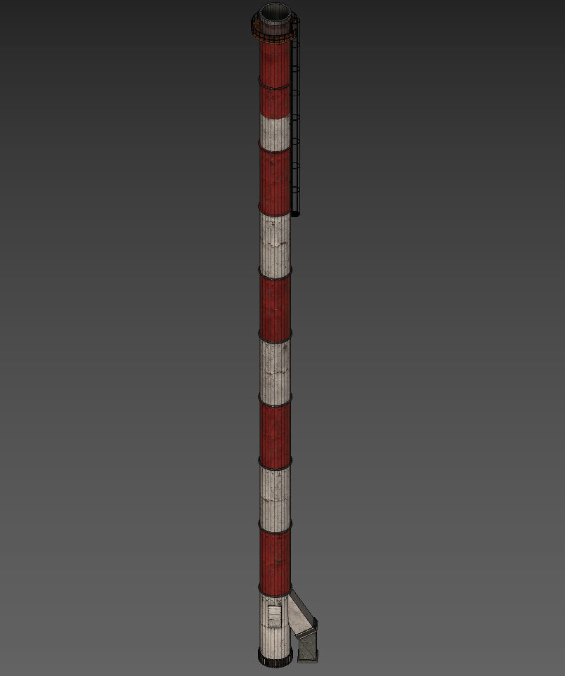 Industrial Chimney  Low-poly 3D model_10
