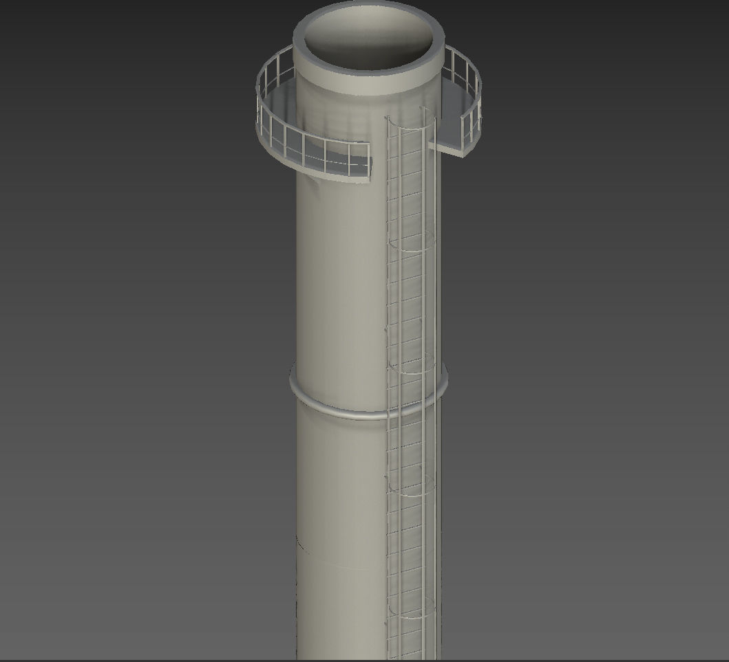 Industrial Chimney  Low-poly 3D model_17