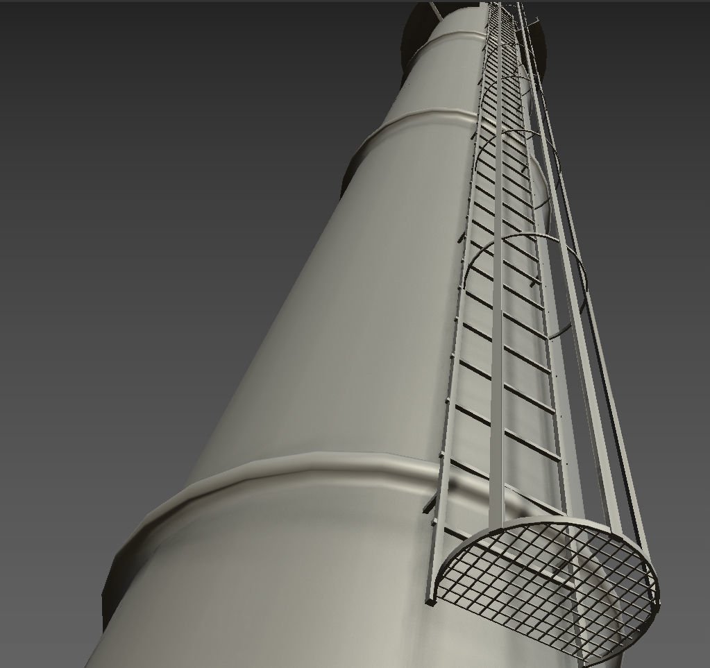 Industrial Chimney  Low-poly 3D model_20