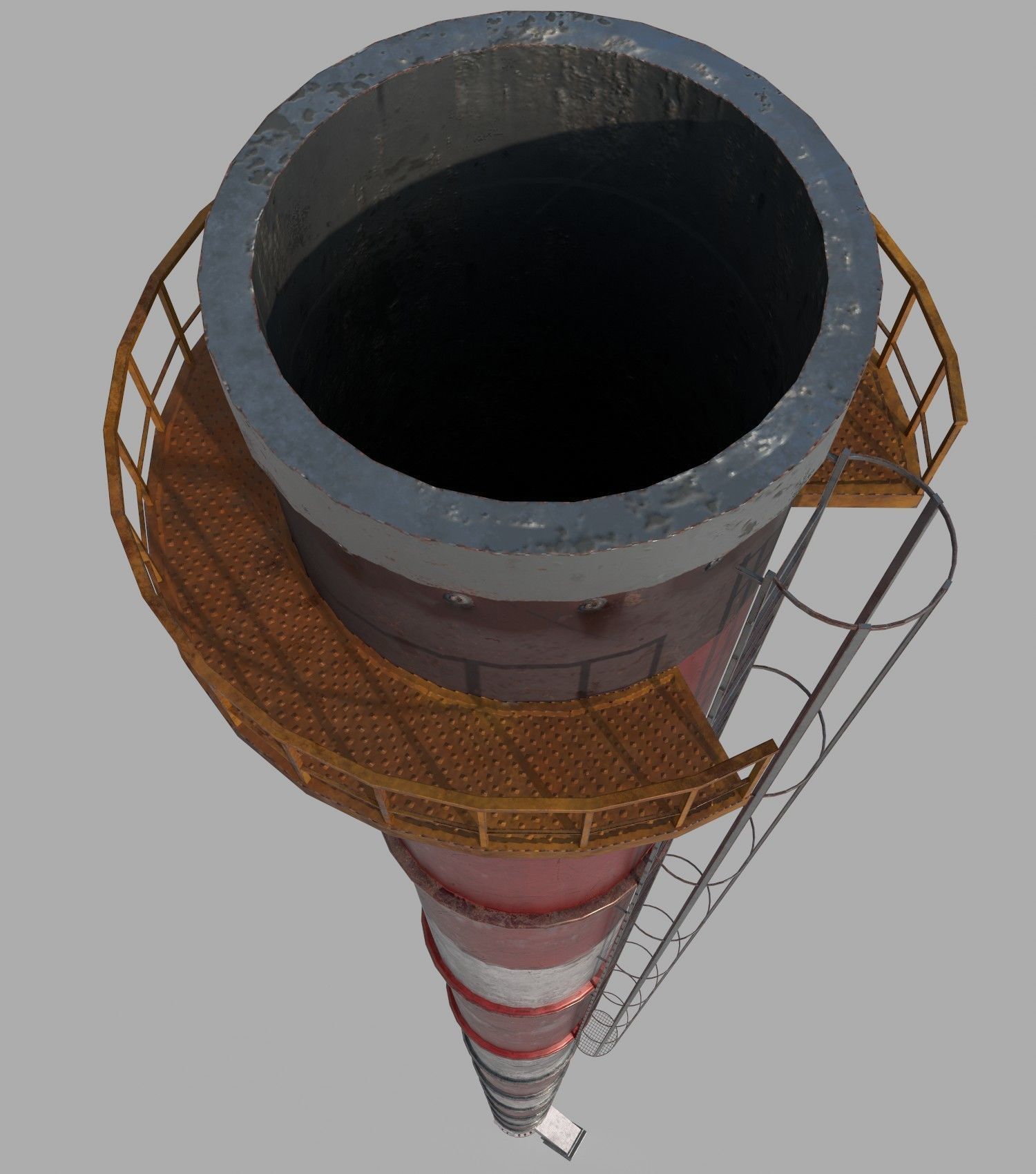 Industrial Chimney  Low-poly 3D model_5