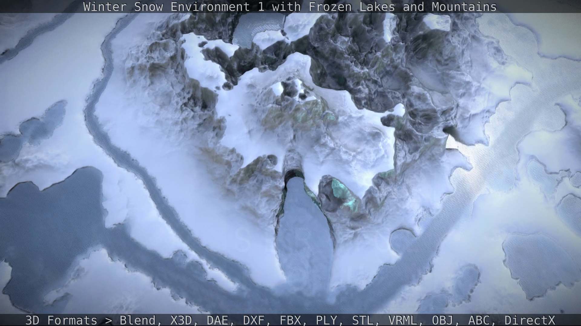 Winter Snow Environment 1 With Frozen Lakes And Mountains  Low-poly 3D model_35