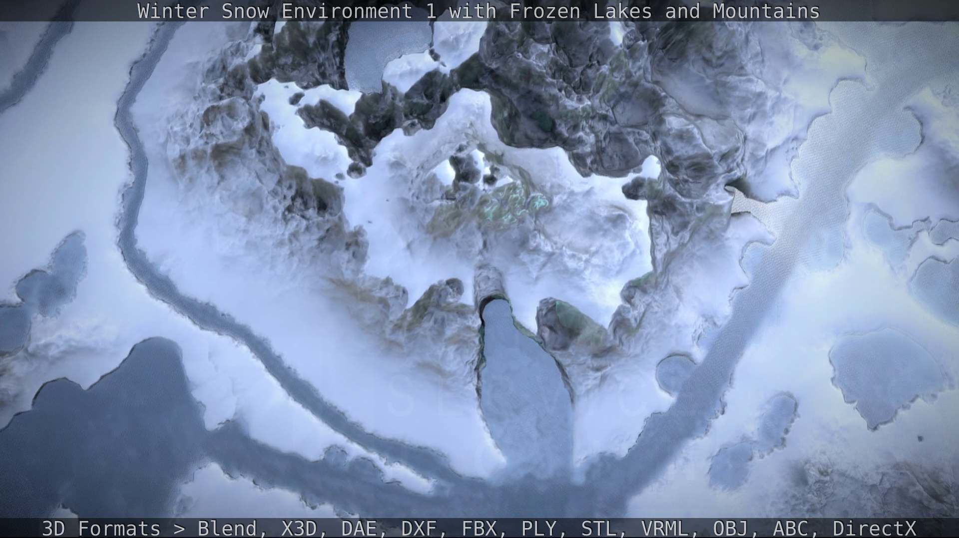 Winter Snow Environment 1 With Frozen Lakes And Mountains  Low-poly 3D model_39