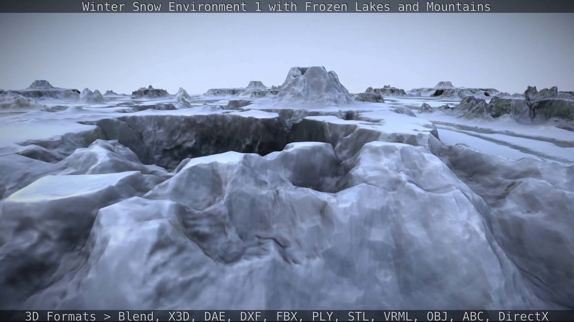 Winter Snow Environment 1 With Frozen Lakes And Mountains  Low-poly 3D model_86