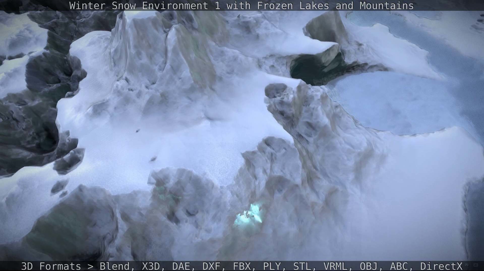 Winter Snow Environment 1 With Frozen Lakes And Mountains  Low-poly 3D model_47