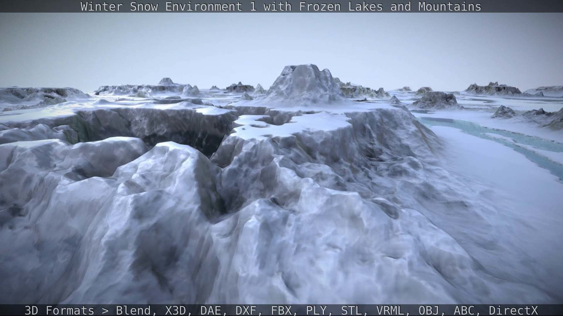 Winter Snow Environment 1 With Frozen Lakes And Mountains  Low-poly 3D model_83