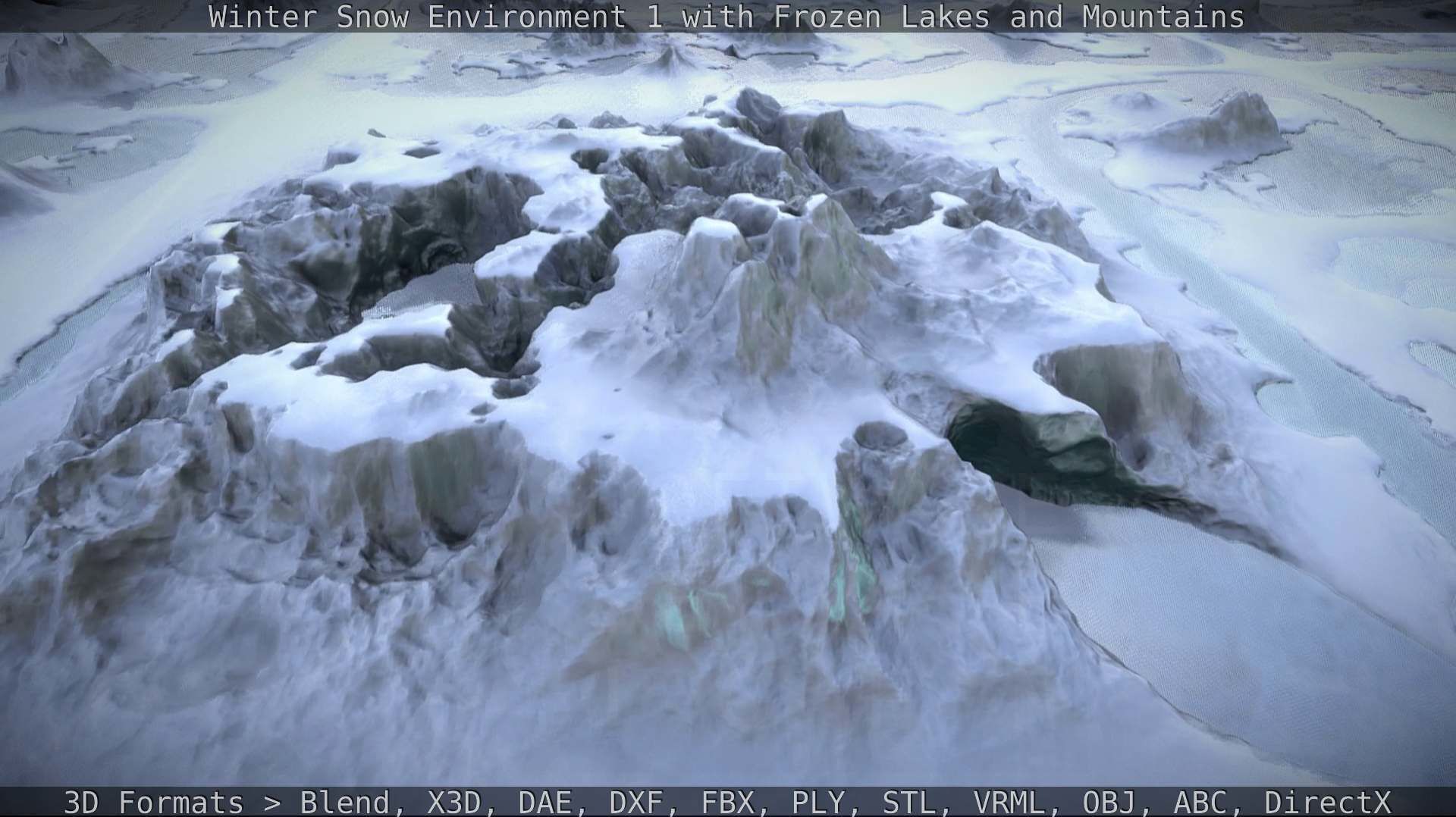 Winter Snow Environment 1 With Frozen Lakes And Mountains  Low-poly 3D model_67