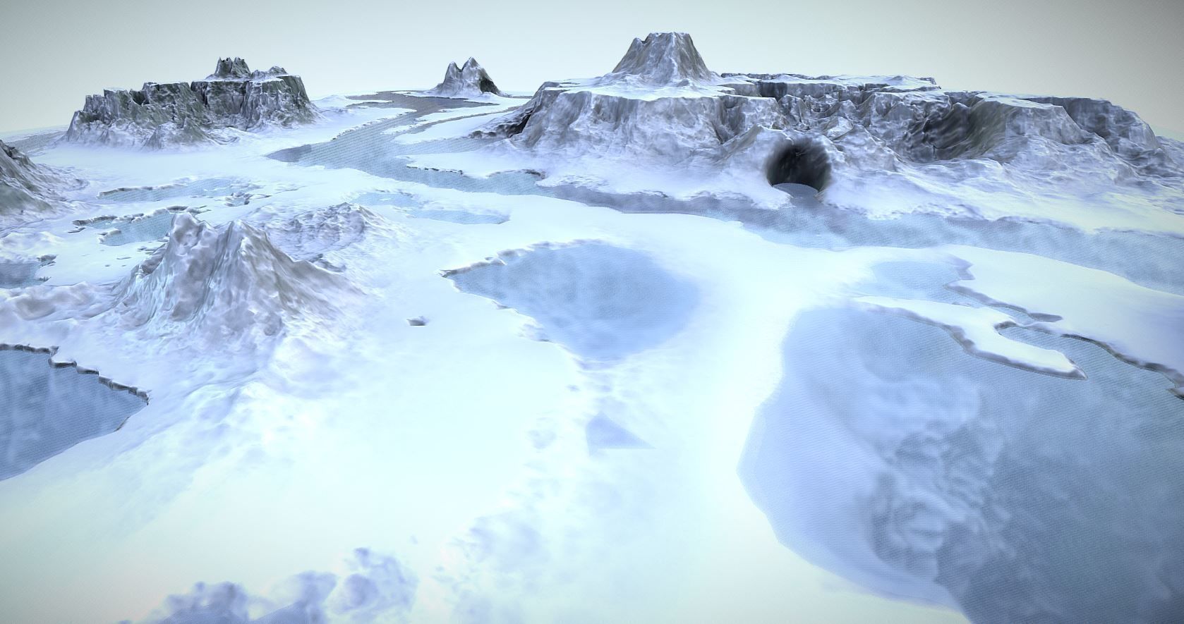 Winter Snow Environment 1 With Frozen Lakes And Mountains  Low-poly 3D model_5