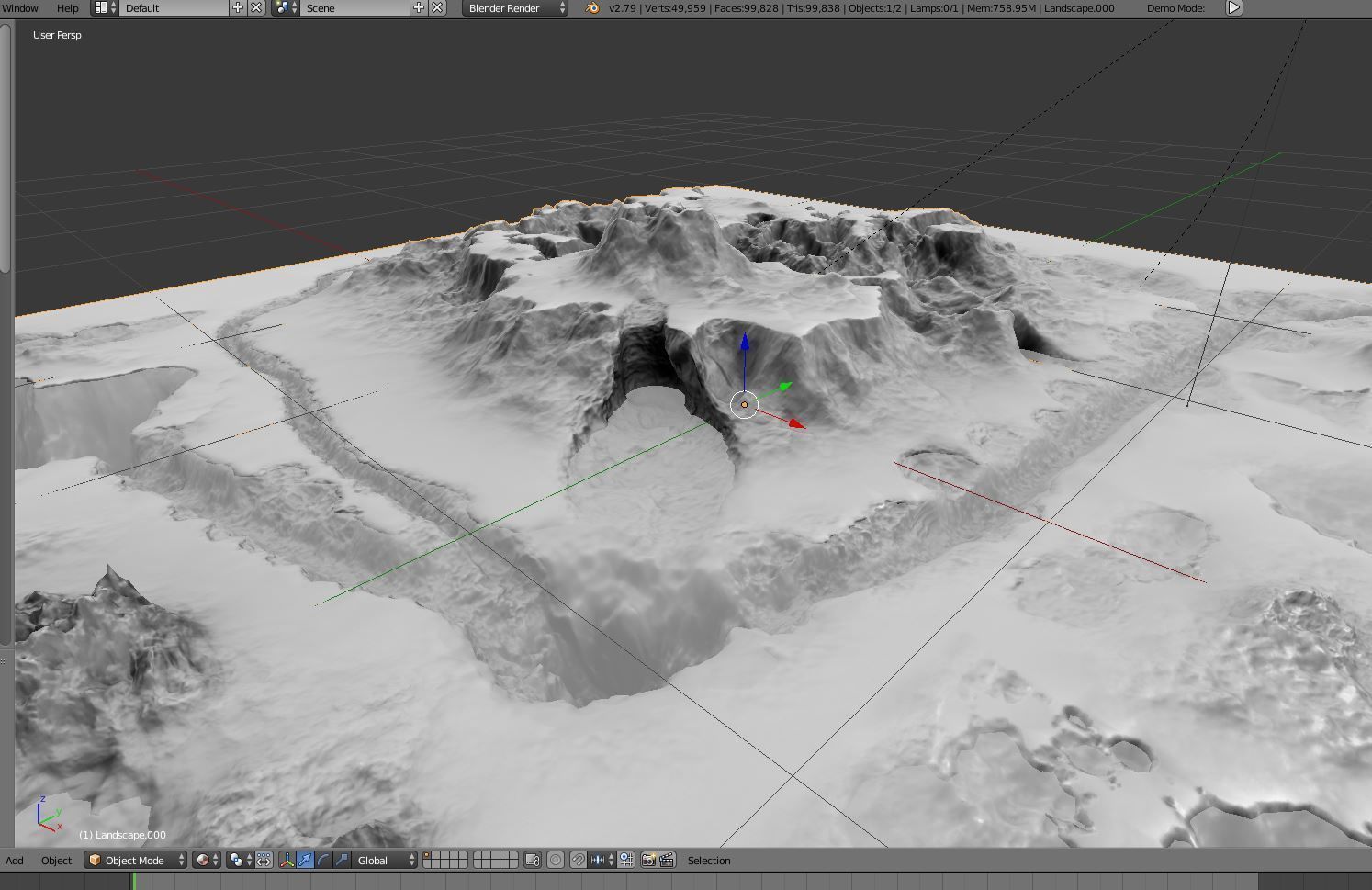 Winter Snow Environment 1 With Frozen Lakes And Mountains  Low-poly 3D model_6