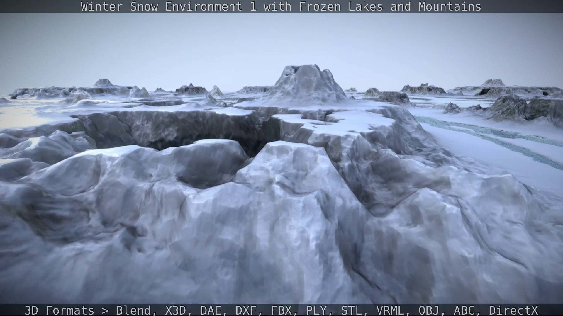 Winter Snow Environment 1 With Frozen Lakes And Mountains  Low-poly 3D model_84