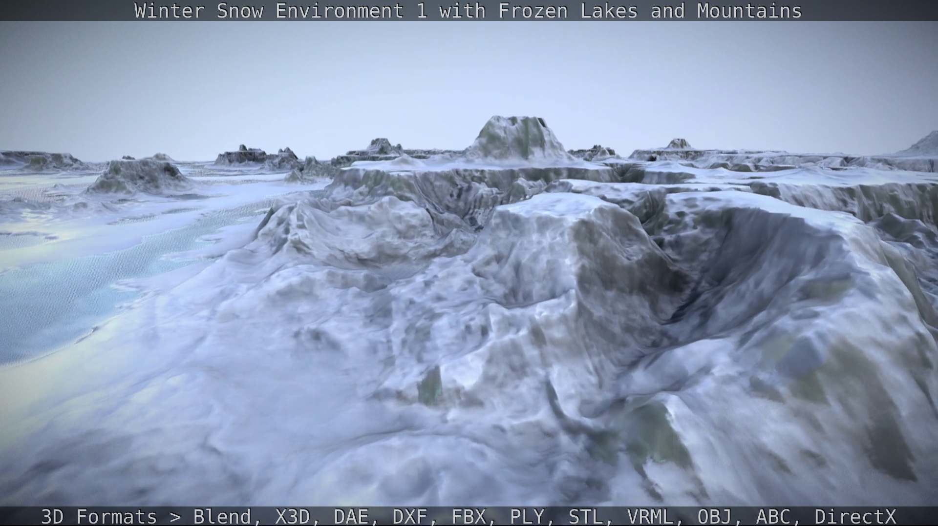 Winter Snow Environment 1 With Frozen Lakes And Mountains  Low-poly 3D model_26