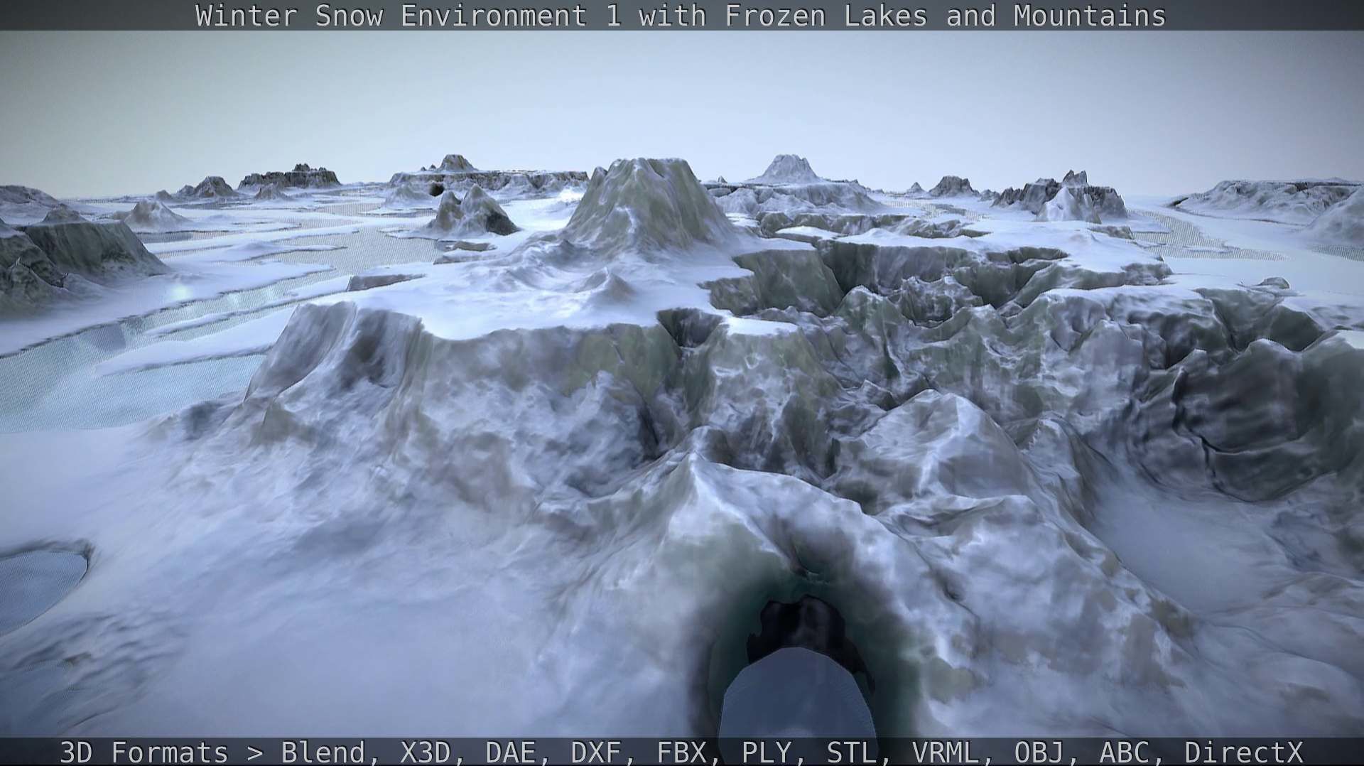 Winter Snow Environment 1 With Frozen Lakes And Mountains  Low-poly 3D model_107