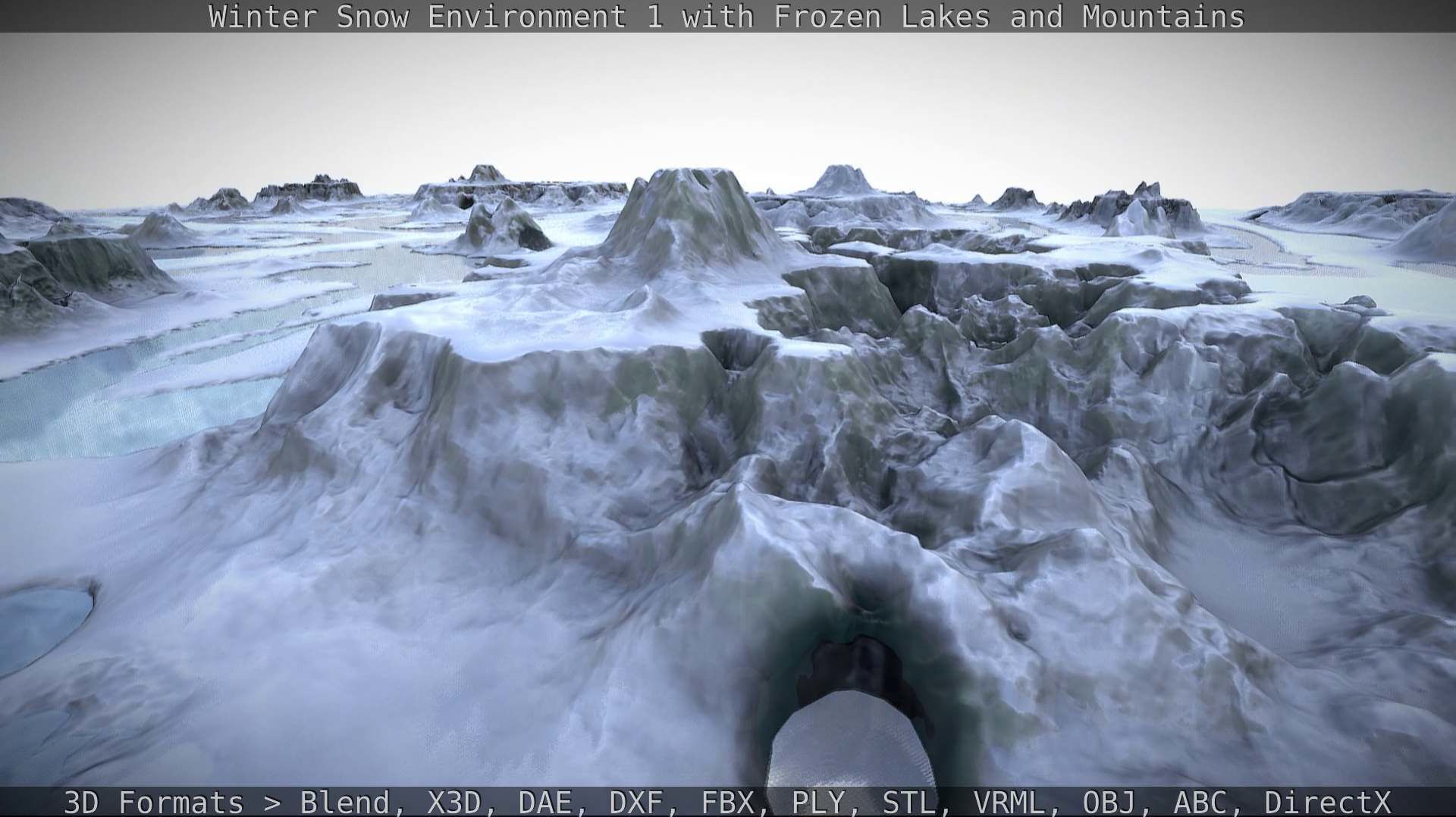 Winter Snow Environment 1 With Frozen Lakes And Mountains  Low-poly 3D model_103